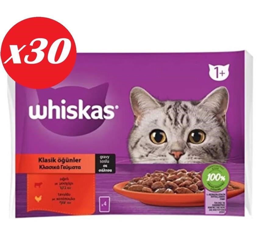 Whiskas Pouch Sos Sığır.Tav Yetiş Kedi Kon. 4x85gr Set 30'lu