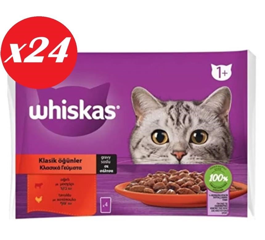 Whiskas Pouch Sos Sığır.Tav Yetiş Kedi Kon. 4x85gr Set 24'lü