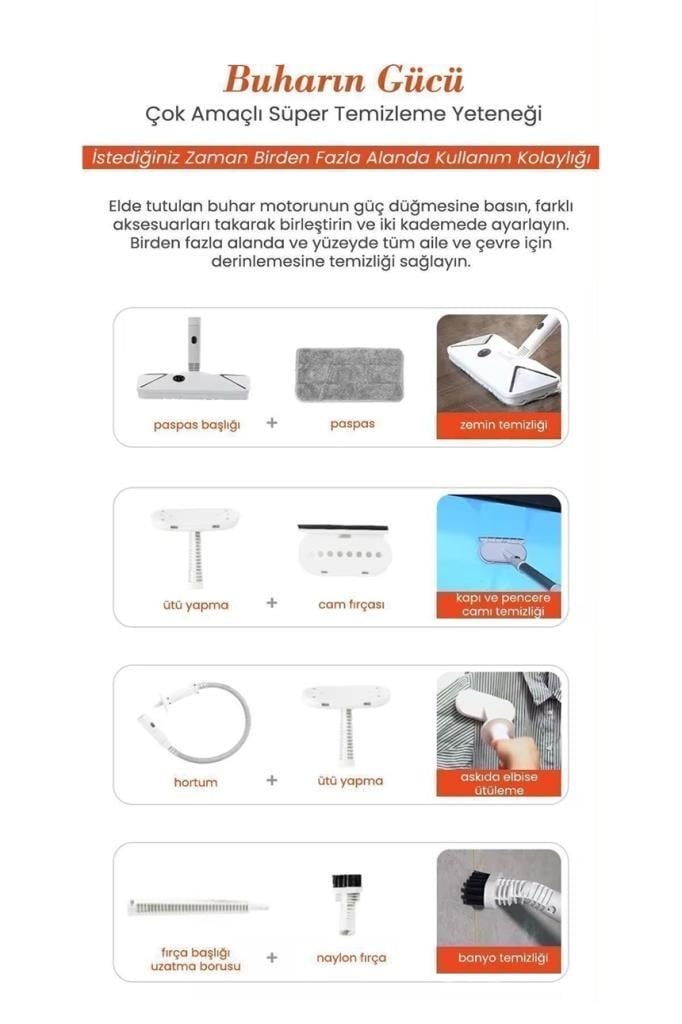 Youban KF1804 Çok Fonksiyonlu Standlı Buharlı Temizlik Makinesi 