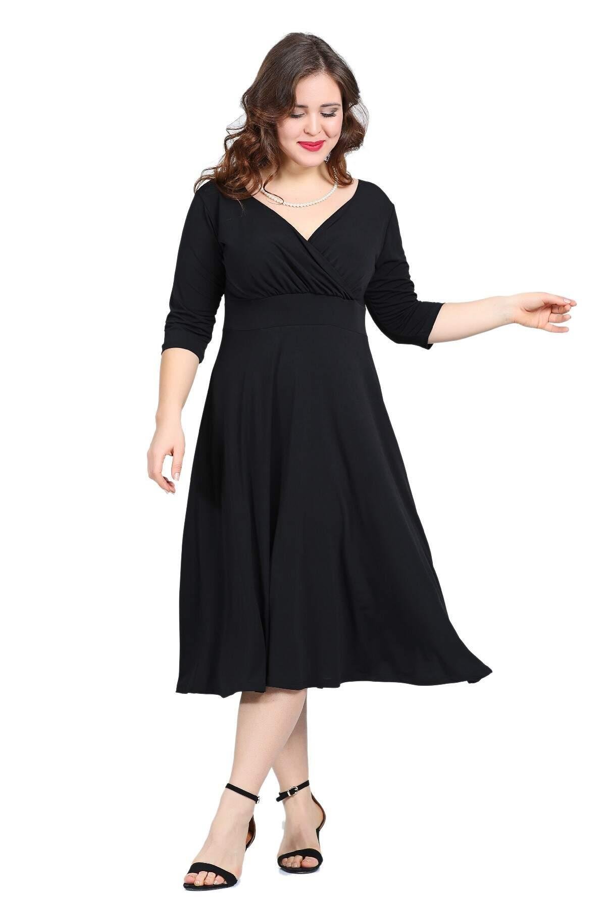 Büyük Beden Abiye Elbise KL8003 Siyah