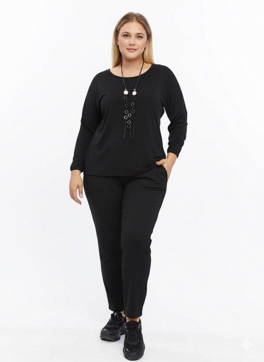 Büyük Beden Rahat İkili Takım Siyah