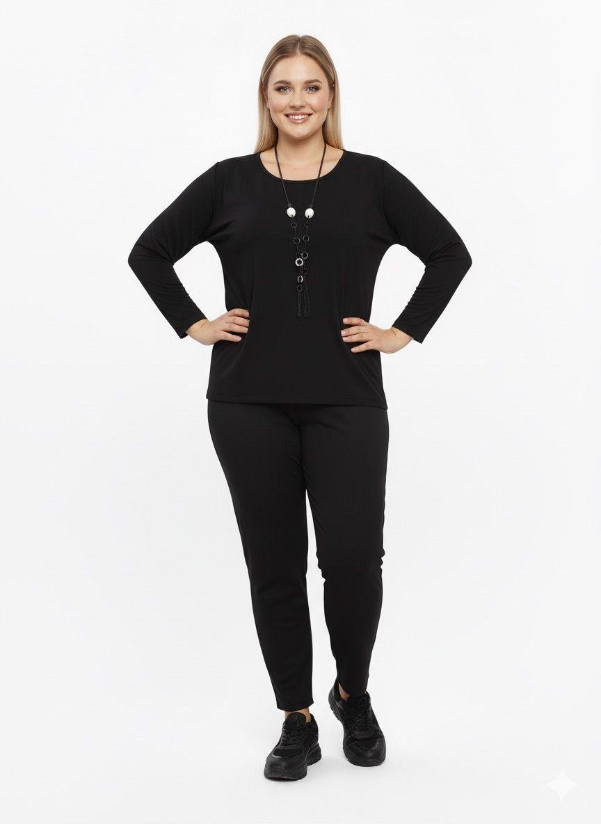 Büyük Beden Rahat İkili Takım Siyah