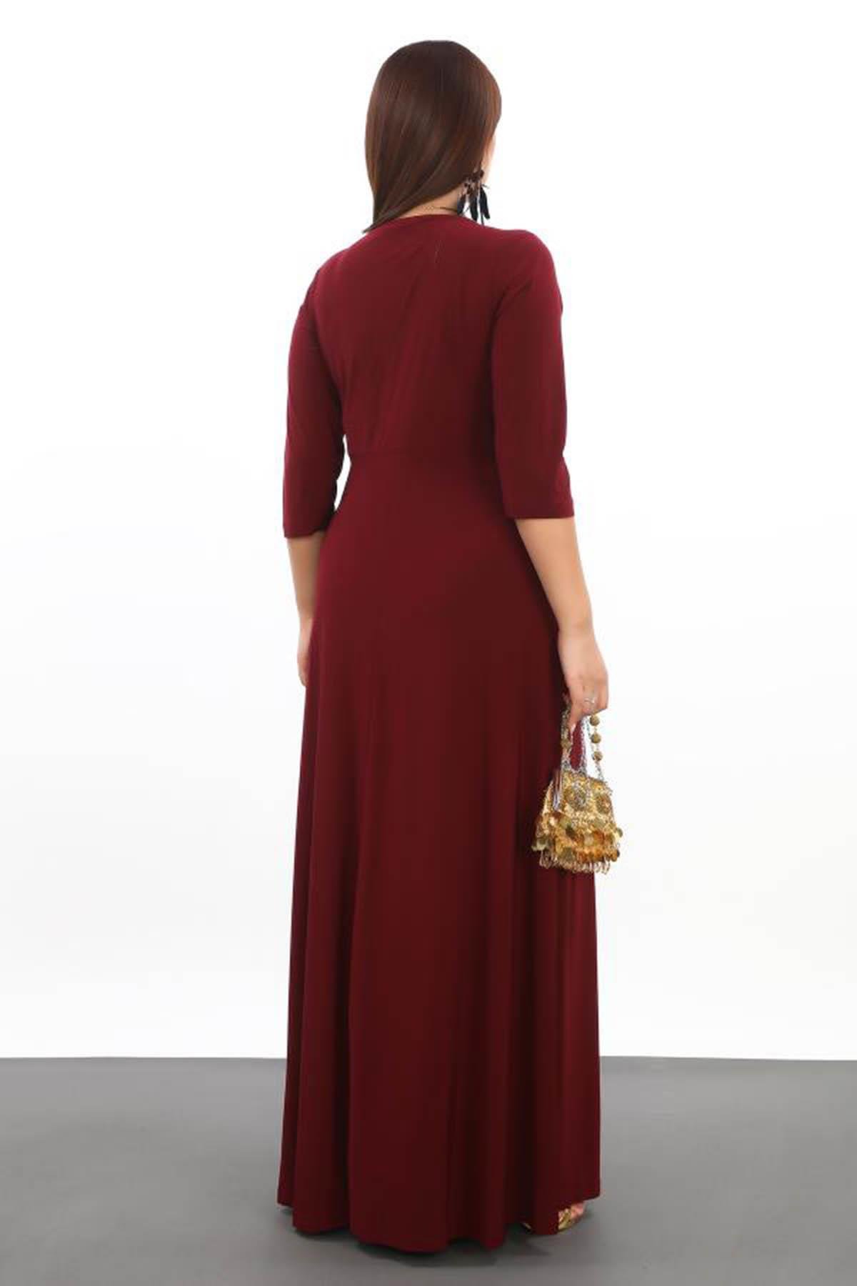 Büyük Beden Zarif Ve Şık Abiye Elbise KL59 Bordo