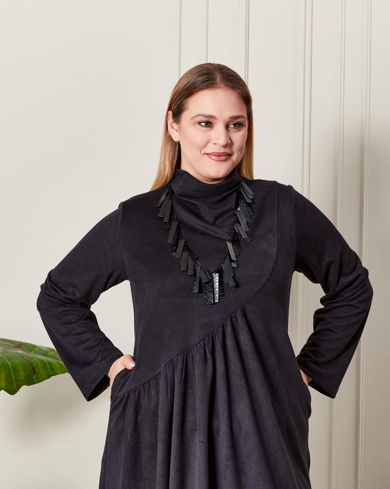 Büzgülü Yumuşak Dokulu Elbise Antrasit