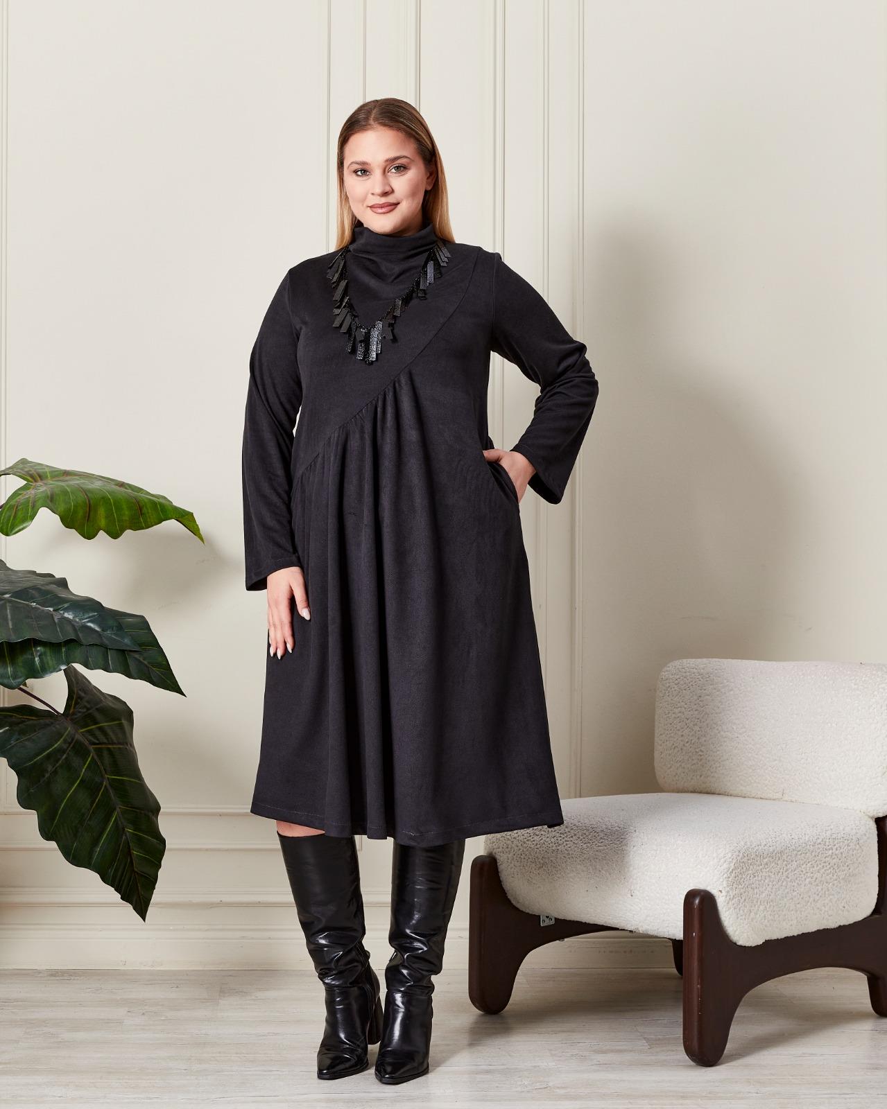 Büzgülü Yumuşak Dokulu Elbise Antrasit