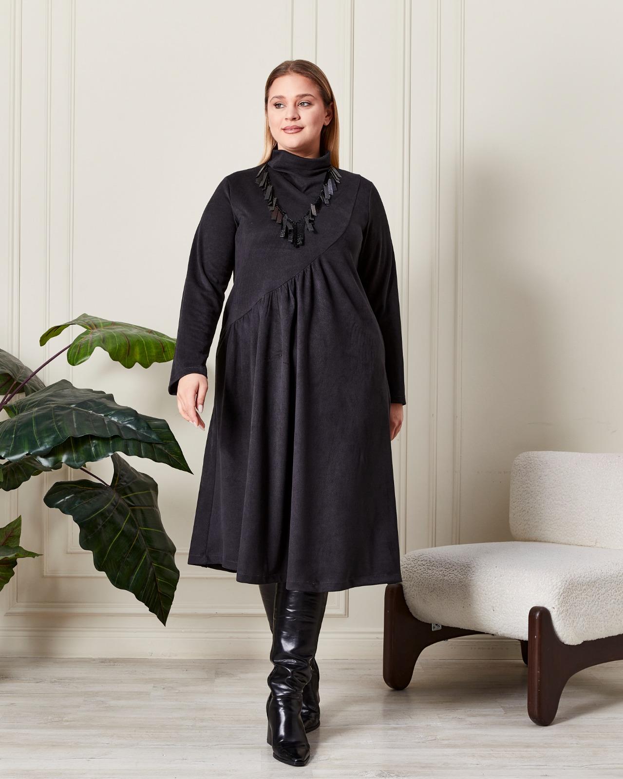 Büzgülü Yumuşak Dokulu Elbise Antrasit