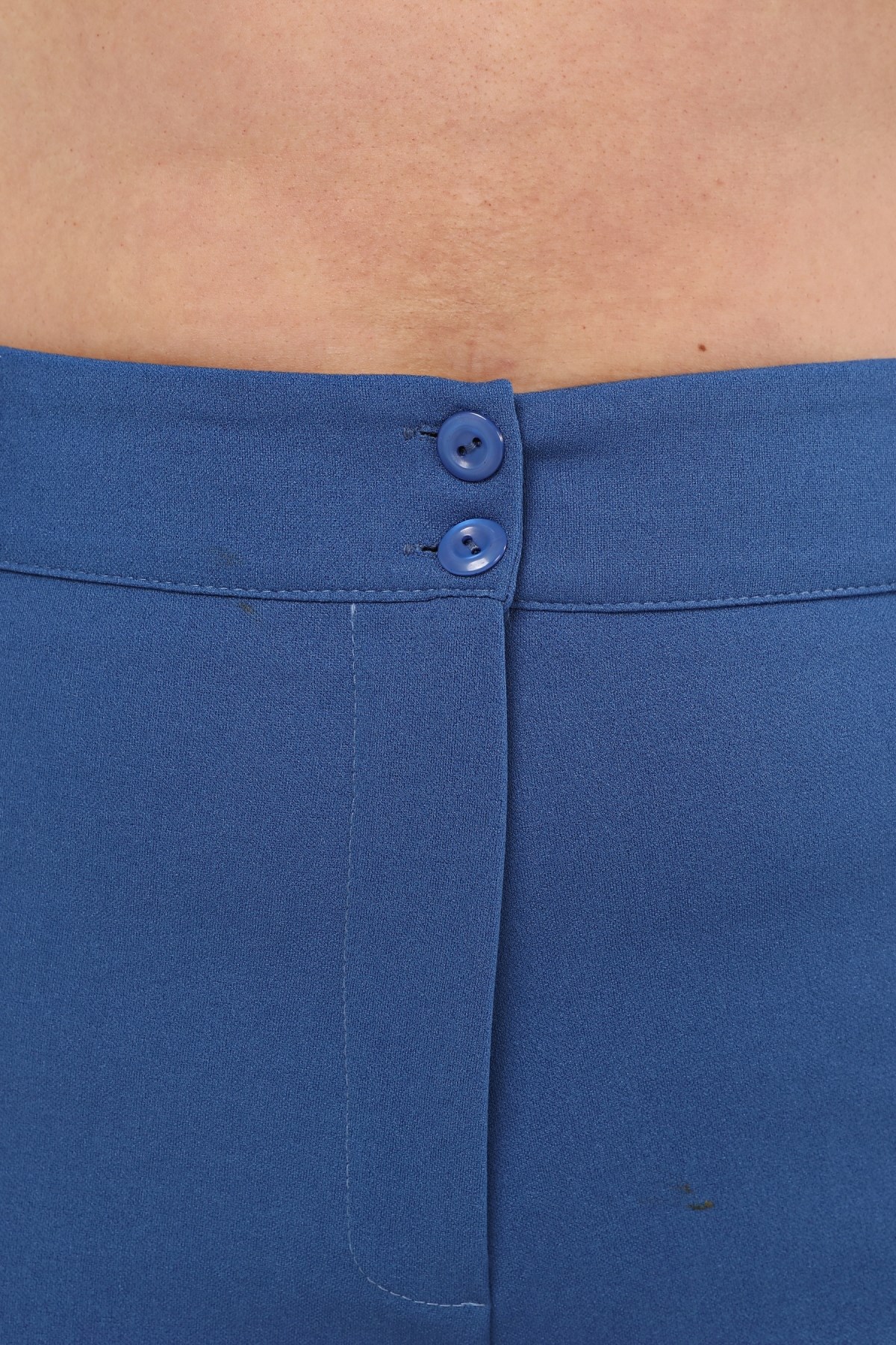 İspanyol Paça Büyük Beden Krep Pantolon Mavi