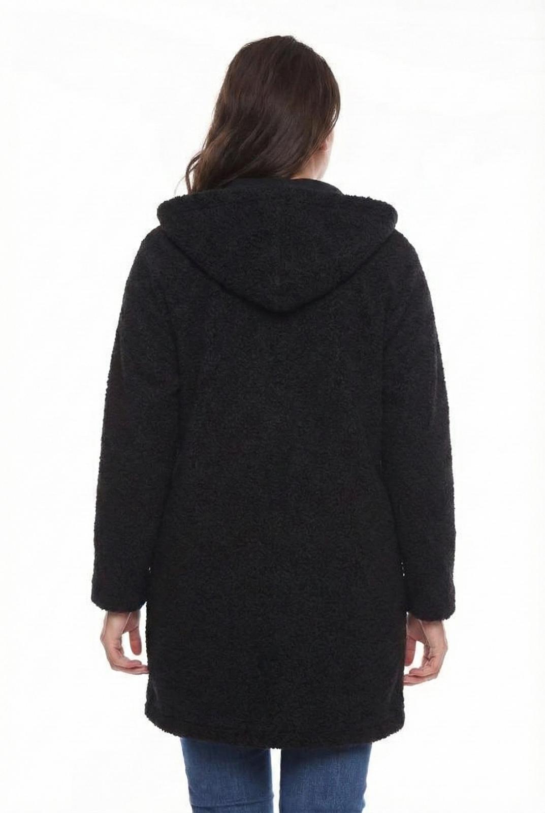 KAPÜŞONLU BUKLET BÜYÜK BEDEN  DİZ ÜSTÜ MONT Siyah