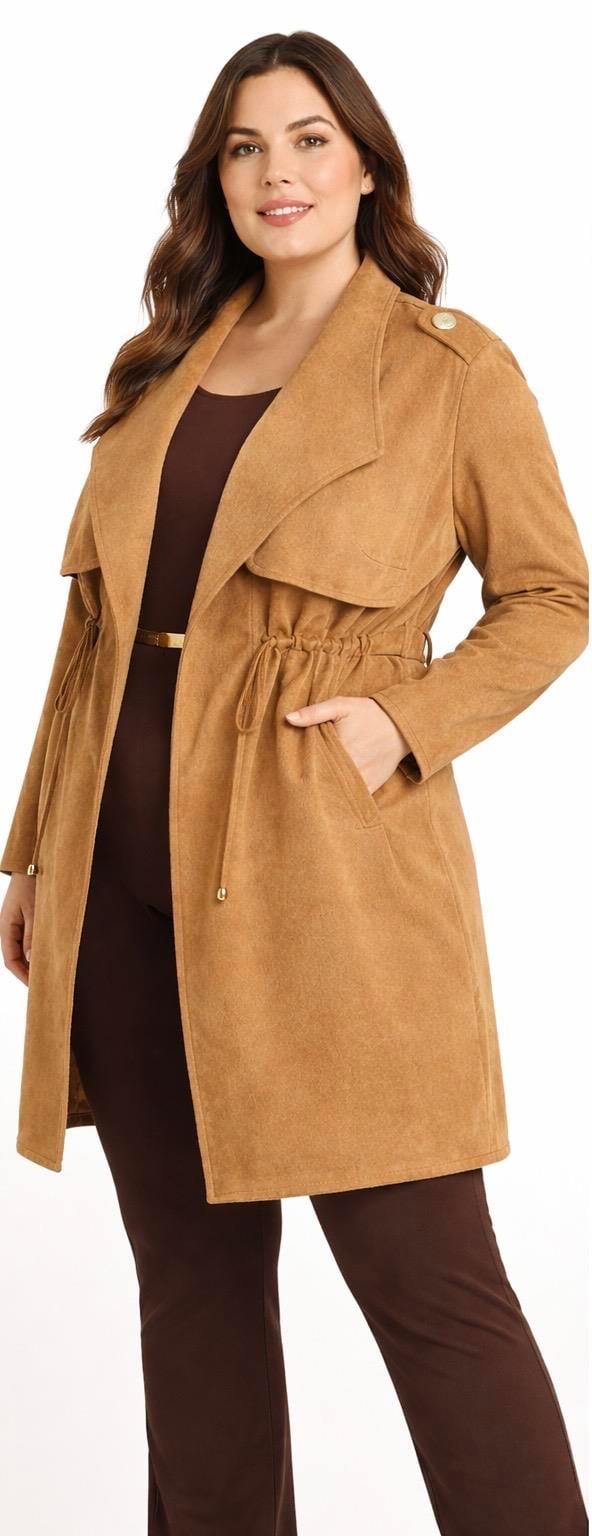 Modern Kesim Astarsız Süet Kaban Kahverengi