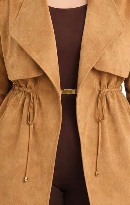 Modern Kesim Astarsız Süet Kaban Kahverengi