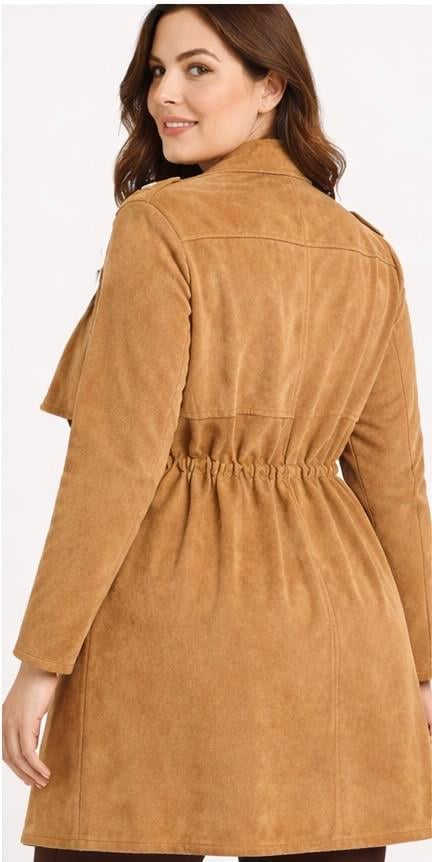 Modern Kesim Astarsız Süet Kaban Kahverengi
