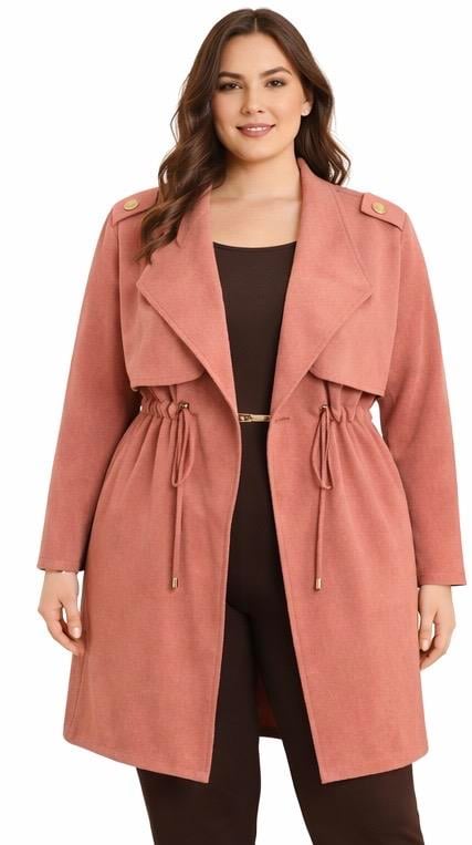 Modern Kesim Astarsız Süet Kaban Pembe