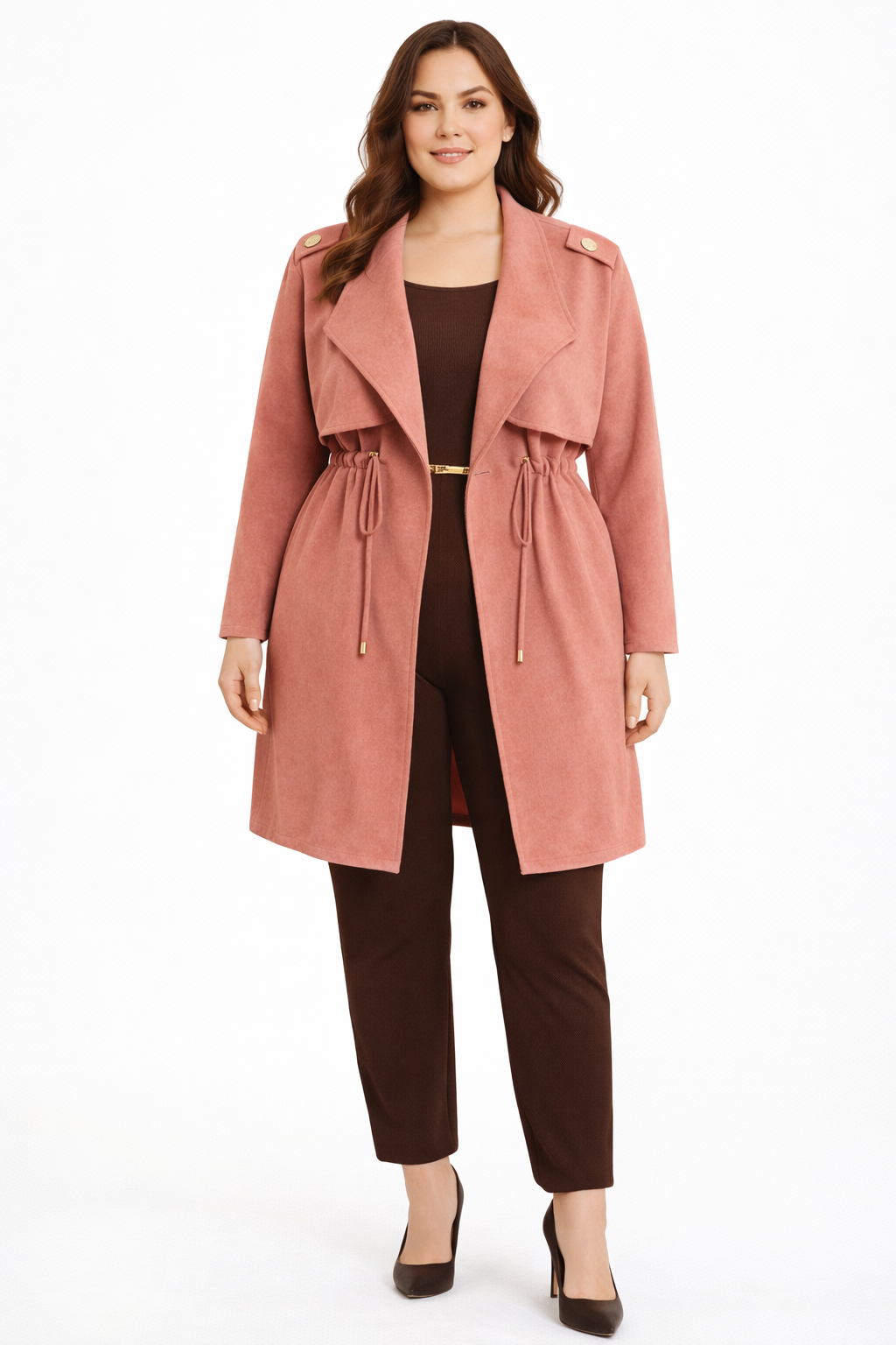 Modern Kesim Astarsız Süet Kaban Pembe