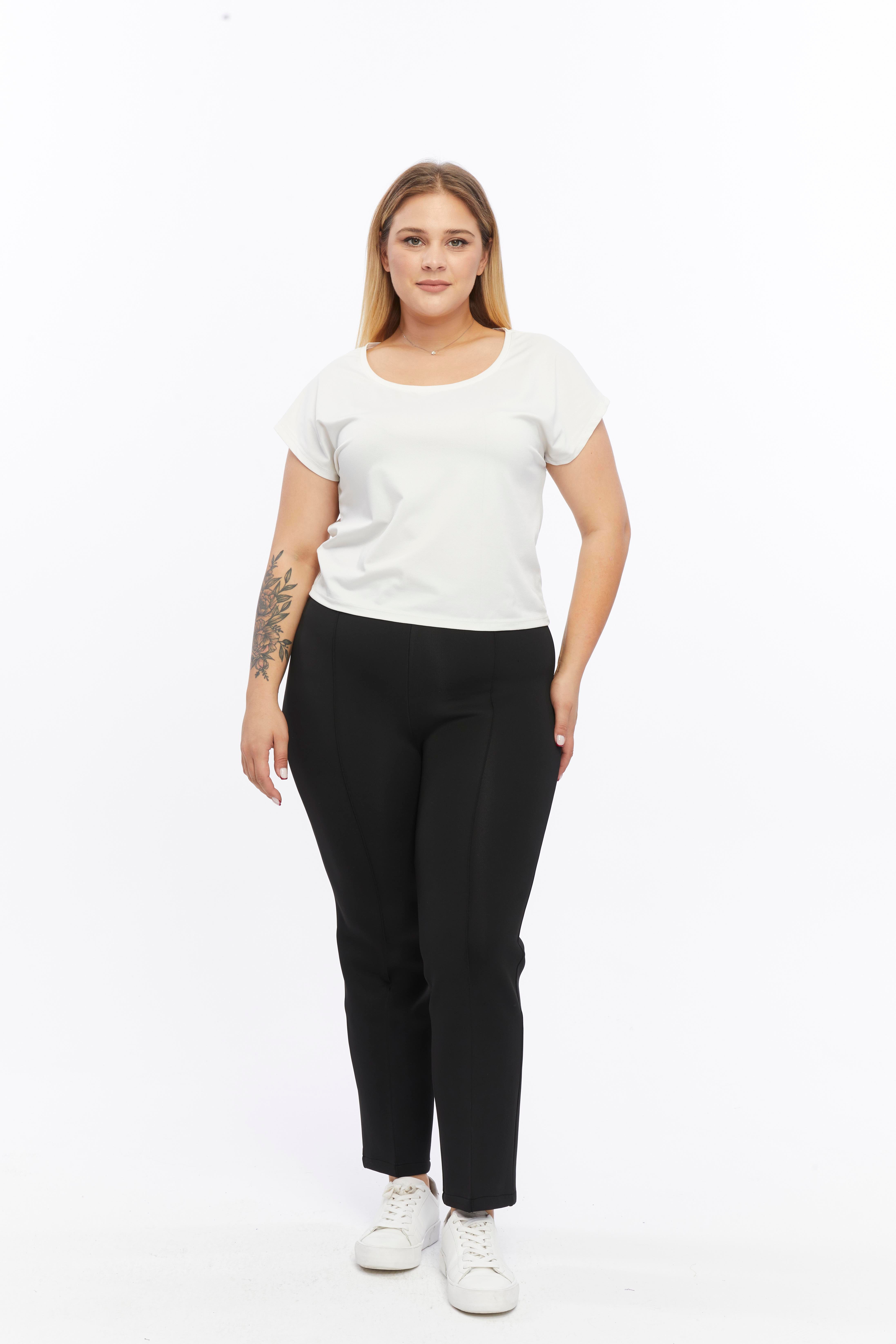 Önü Dikişli Dalgıç Büyük Beden Pantolon Siyah