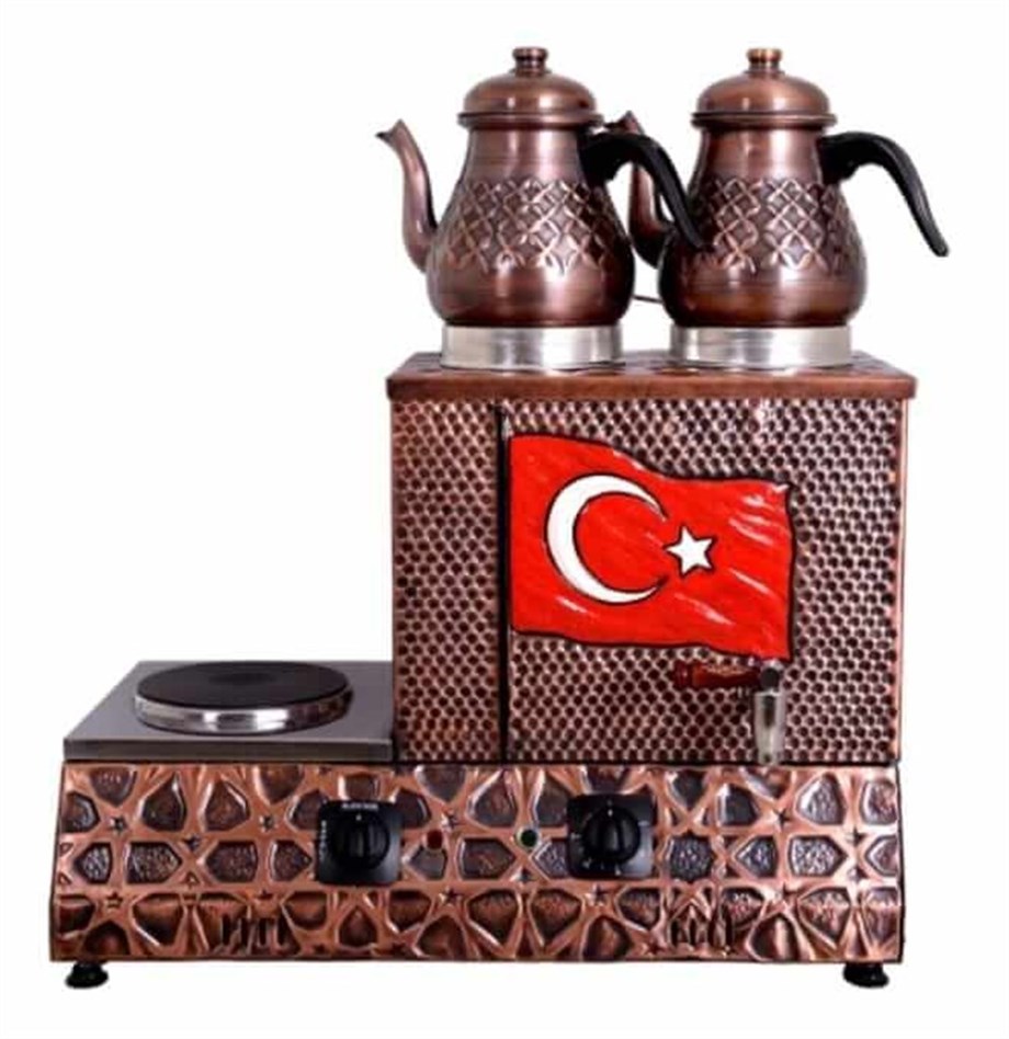 Anka 3 Demlikli Eko Bakır Kahveci Full Elektrikli Çay Kazanı EBE3