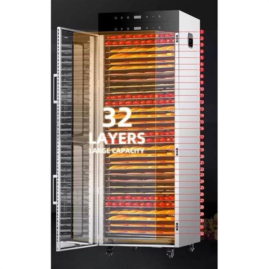 Dalle 32 Tepsili Çift Katmanlı Krom Gıda Kurutma Makinesi Dijital SS-32H