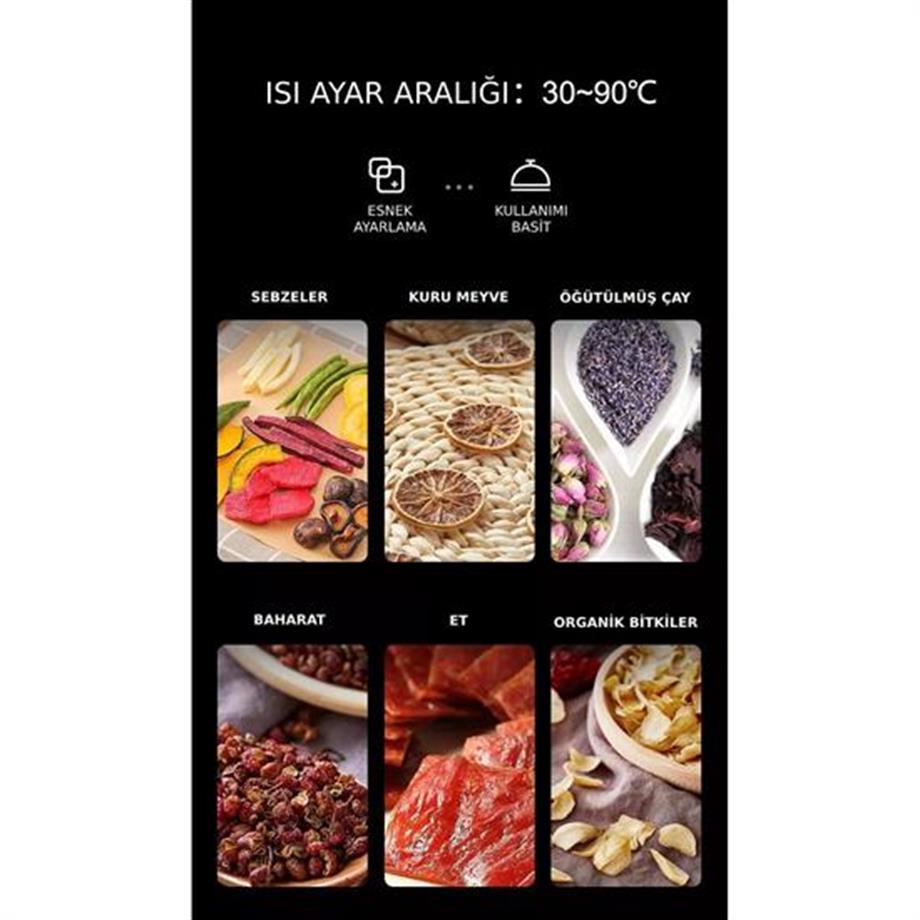 Dalle 32 Tepsili Çift Katmanlı Krom Gıda Kurutma Makinesi Dijital SS-32H