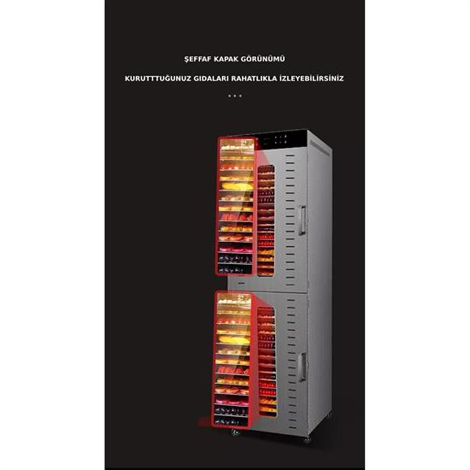 Dalle 40 Tepsili Paslanmaz Gıda Kurutma Makinesi Dijital SS-40H