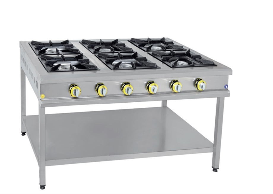 İnox Master 6'Lı Taban Raflı Ocak Gazlı 150X100X85 cm İMR-TBOG-1510