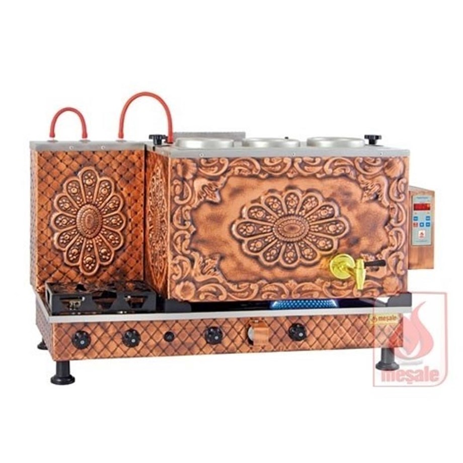 Meşale 3 Demlikli Antik Dijital Full Otomatik Elektrik-Ng-Lpg Çay Kazanı ANDFO3