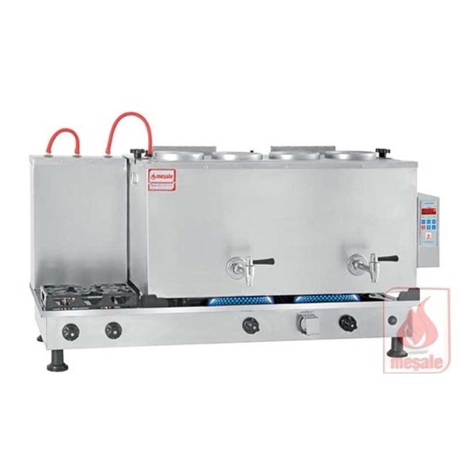 Meşale 4 Demlikli Inox Dijital Full Otomatik Elektrik-Ng-Lpg Çay Kazanı INDFO4
