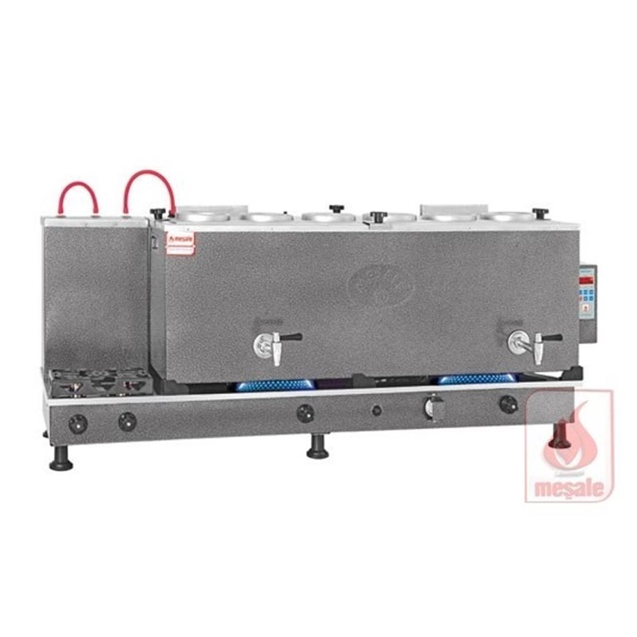 Meşale 6 Demlikli Chromat Dijital Full Otomatik Elektrik-Ng-Lpg Çay Kazanı CHDFO6