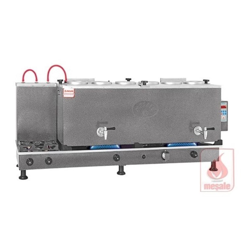 Meşale 6 Demlikli Chromat Dijital Full Otomatik Elektrik-Ng-Lpg Çay Kazanı CHDFO6