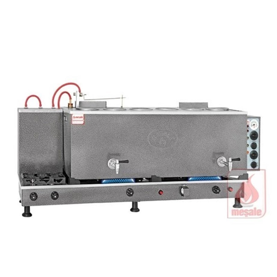 Meşale 6 Demlikli Chromat Klasik Full Otomatik Elektrik-Ng-Lpg Çay Kazanı CHKFO6