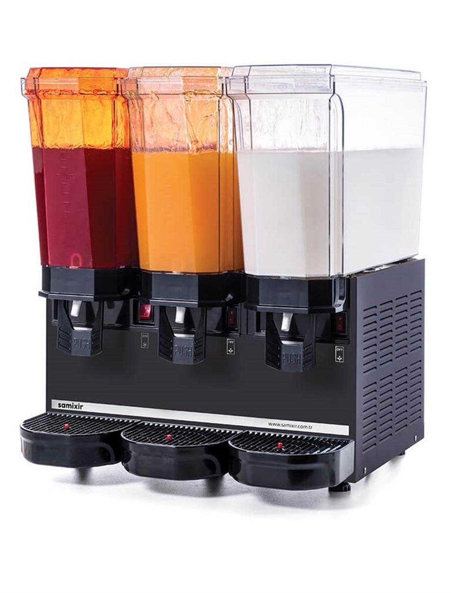 Samixir Klasik Triple Karıştırıcı Fıskiye ve Fıskiyeli Soğuk İçecek Dispenseri 20+20+20 Lt Siyah