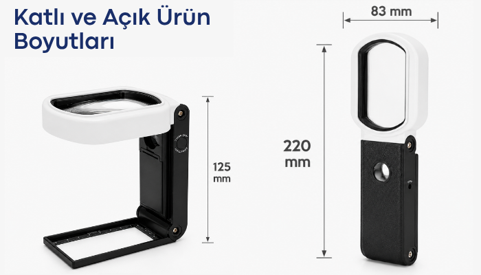 7018FX Işıklı Katlanabilir ve El Tipi Büyüteç | 10X ve 25X Lup Büyüteçbrand> zoofarm