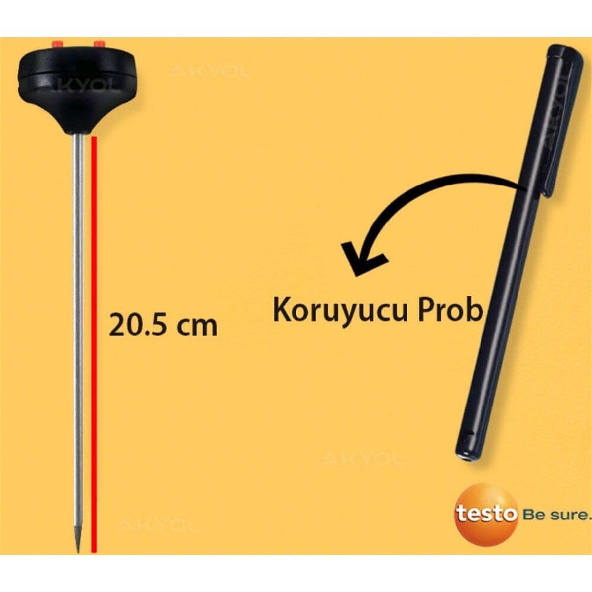 .Testo Üstten Göstermeli Mini Termometre 20.5cm Prob TÜM ÖLÇÜM CİHAZLARITESTO zoofarm
