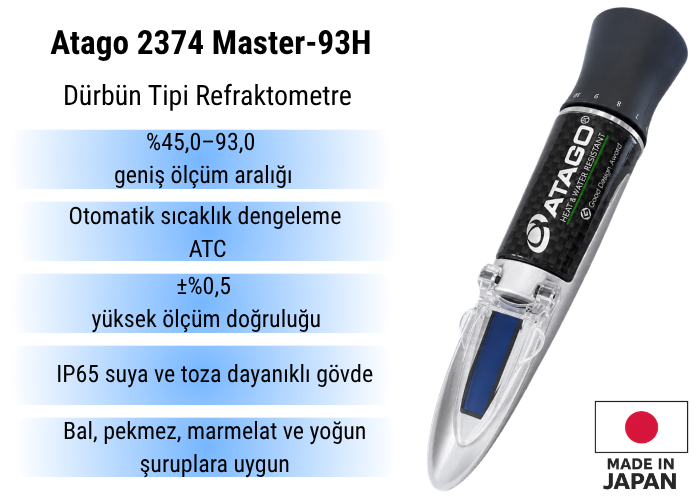 Atago 2374 Master-93H El Tipi Refraktometre | 45-93 Brix Refraktometrebrand> zoofarm