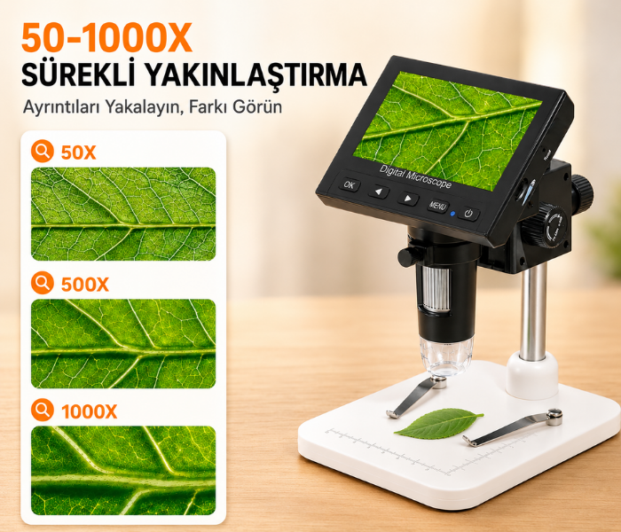 DM4 1000X Dijital Mikroskop | 4.3'' Ekran Mikroskopbrand> zoofarm