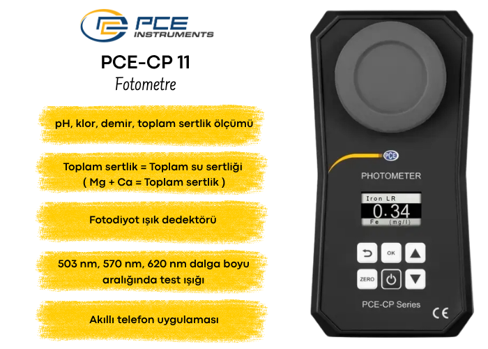 PCE-CP 11 Dijital Fotometre | pH, Demir, Klor ve Toplam Sertlik Ph Ölçerbrand> zoofarm