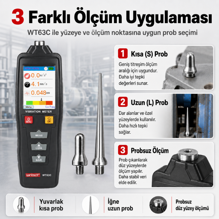 Wintact WT63C Renkli Ekranlı Vibrasyon Ölçüm Cihazı Titreşim Ölçüm Cihazlarıbrand> zoofarm