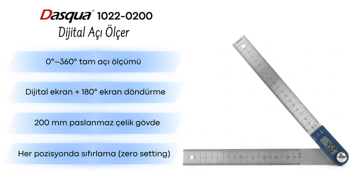 Dasqua 1022-0200 Dijital Açı Ölçer 20CM Açı Ölçerlerbrand> zoofarm
