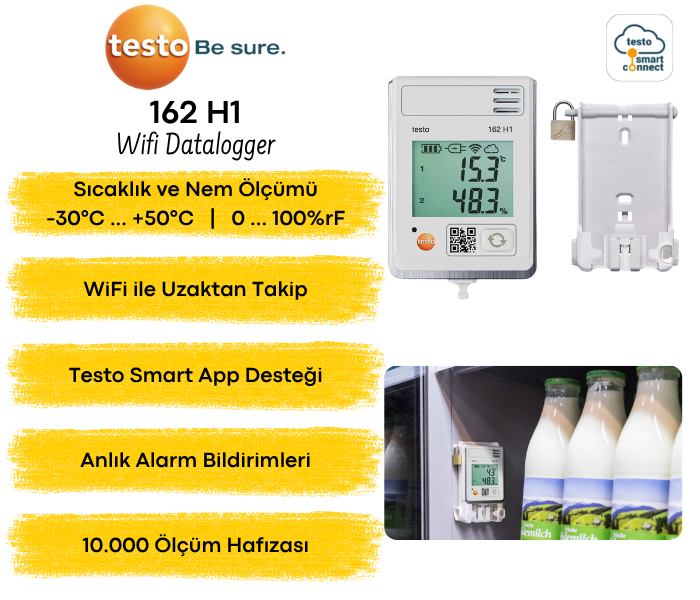 Testo 162 H1 Sıcaklık ve Nem Wifi Datalogger Datalogger Çeşitleribrand> zoofarm
