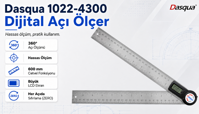 Dasqua 1022-4300 Dijital Açı ve Uzunluk Ölçer 30CM Açı Ölçerlerbrand> zoofarm