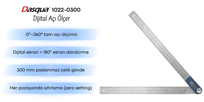 Dasqua 1022-0300 Dijital Açı Ölçer 30CM Açı Ölçerlerbrand> zoofarm