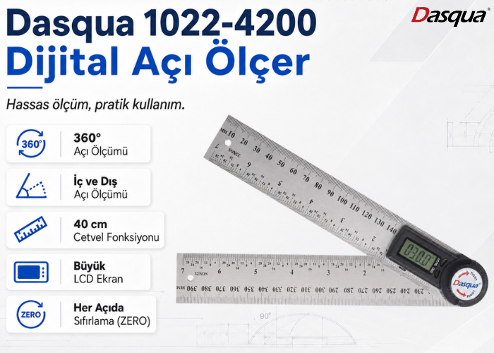 Dasqua 1022-4200 Dijital Açı ve Uzunluk Ölçer 20CM Açı Ölçerlerbrand> zoofarm