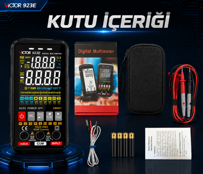 Victor 923E True RMS Akıllı Dijital Multimetre | Renkli Ekran Multimetrebrand> zoofarm