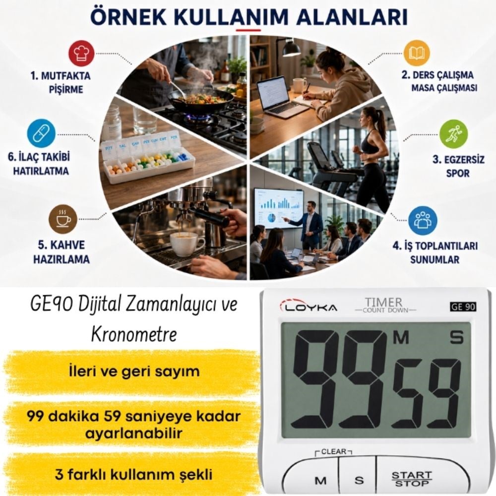 Loyka GE90 Dijital Zamanlayıcı ve Kronometre | Büyük Ekranlı Kronometrebrand> zoofarm