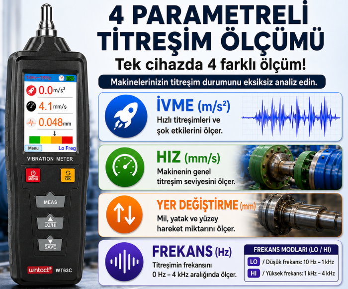 Wintact WT63C Renkli Ekranlı Vibrasyon Ölçüm Cihazı Titreşim Ölçüm Cihazlarıbrand> zoofarm