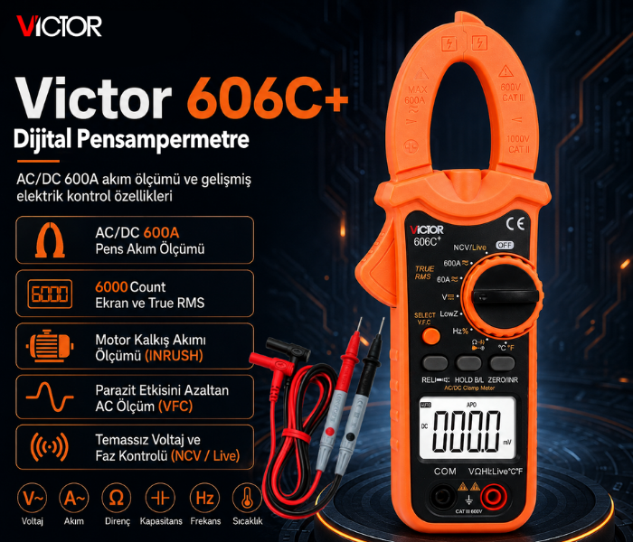 Victor 606C+ AC/DC 600A Dijital Pensampermetre Pens Ampermetrebrand> zoofarm