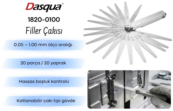Dasqua 1820-0100 Filler Çakısı 0.05mm - 1.00mm Kumpas | Mikrometre | Komparatörbrand> zoofarm