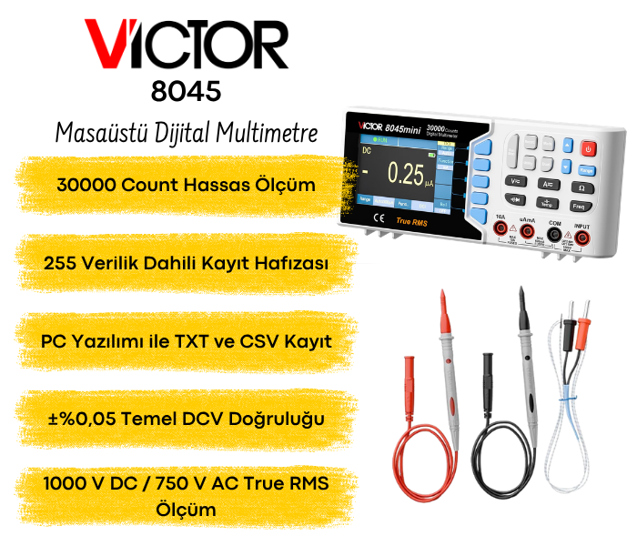Victor 8045 Masaüstü Dijital Multimetre | 30000 Count | PC Bağlantılı Multimetrebrand> zoofarm