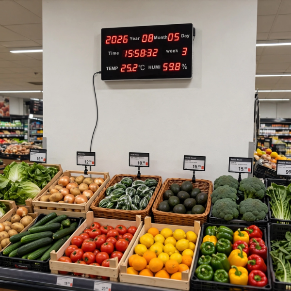 Huato MAX-18 Büyük Sıcaklık, Nem, Saat, Tarih Göstergesi | 4,5 cm Rakam Işıklı İç Ortam Saat Göstergebrand> zoofarm