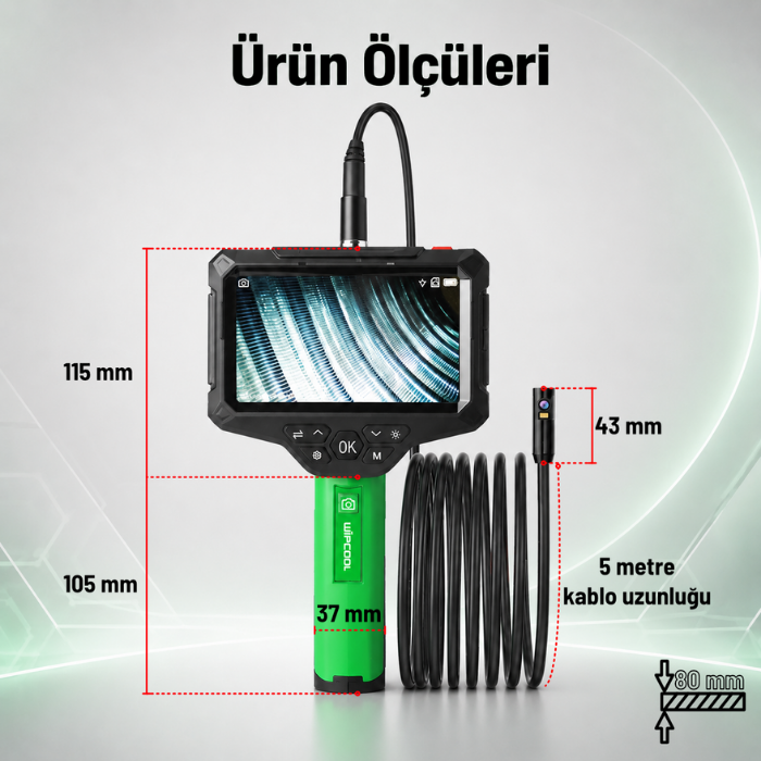 Wipcool ADE200 Çift Lensli Endüstriyel Boroskop Kamera 5 Metre Boroskop Görüntüleme Cihazlarıbrand> zoofarm