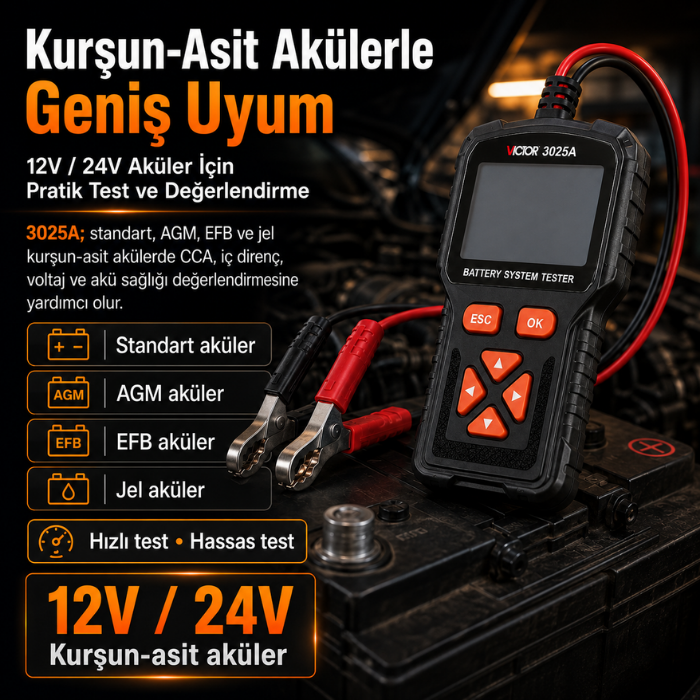 VICTOR 3025A Dijital Akü Test Cihazı | 12V / 24V Elektrik Ölçüm Cihazlarıbrand> zoofarm