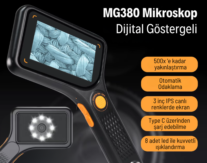 MG380 Dijital Ekranlı El Mikroskobu 500X | Otomatik Odaklamalı Büyüteçler ve Mikroskoplarbrand> zoofarm